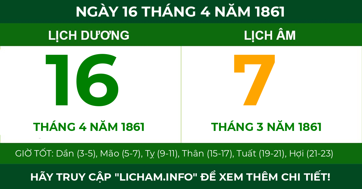 lịch âm ngày 16 tháng 4 năm 1861