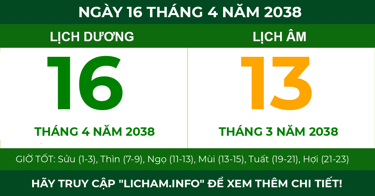 lịch âm ngày 16 tháng 4 năm 2038