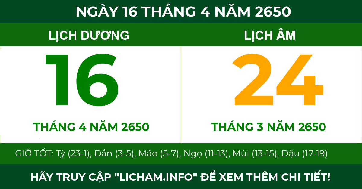 lịch âm ngày 16 tháng 4 năm 2650