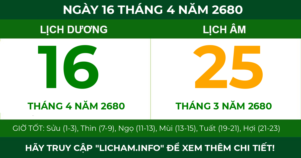 lịch âm ngày 16 tháng 4 năm 2680