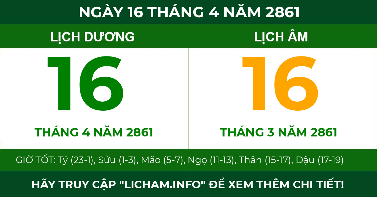 lịch âm ngày 16 tháng 4 năm 2861