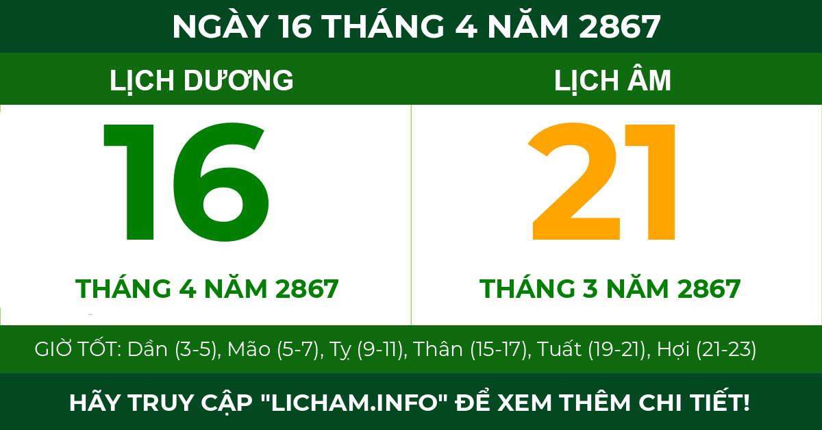 lịch âm ngày 16 tháng 4 năm 2867