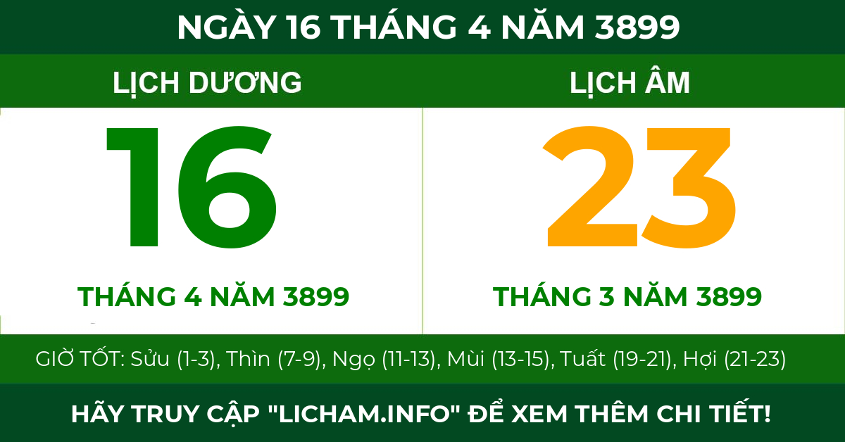 lịch âm ngày 16 tháng 4 năm 3899