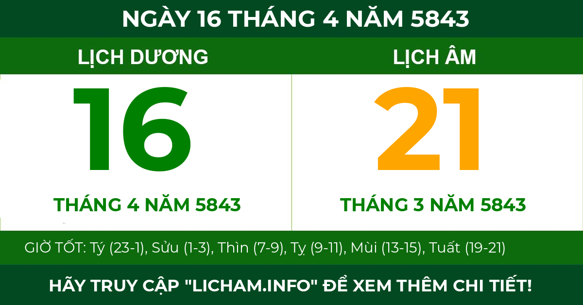 lịch âm ngày 16 tháng 4 năm 5843