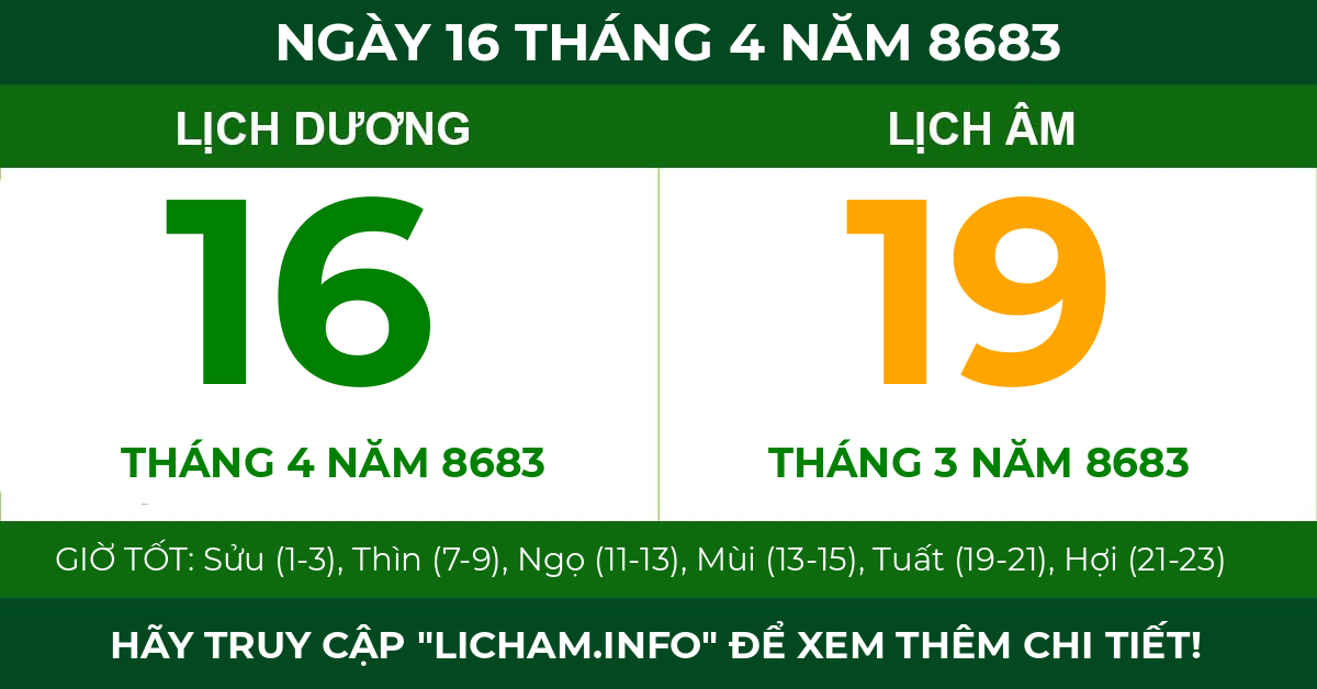 lịch âm ngày 16 tháng 4 năm 8683