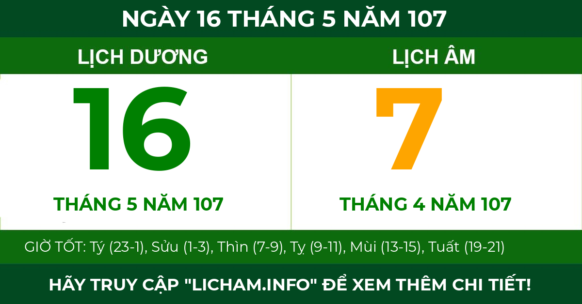 lịch âm ngày 16 tháng 5 năm 107