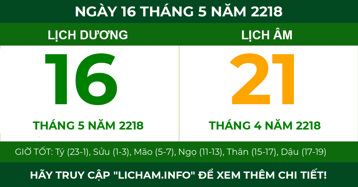 lịch âm ngày 16 tháng 5 năm 2218