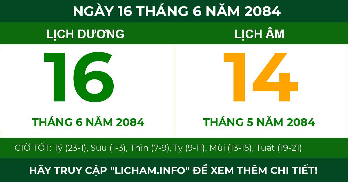 lịch âm ngày 16 tháng 6 năm 2084