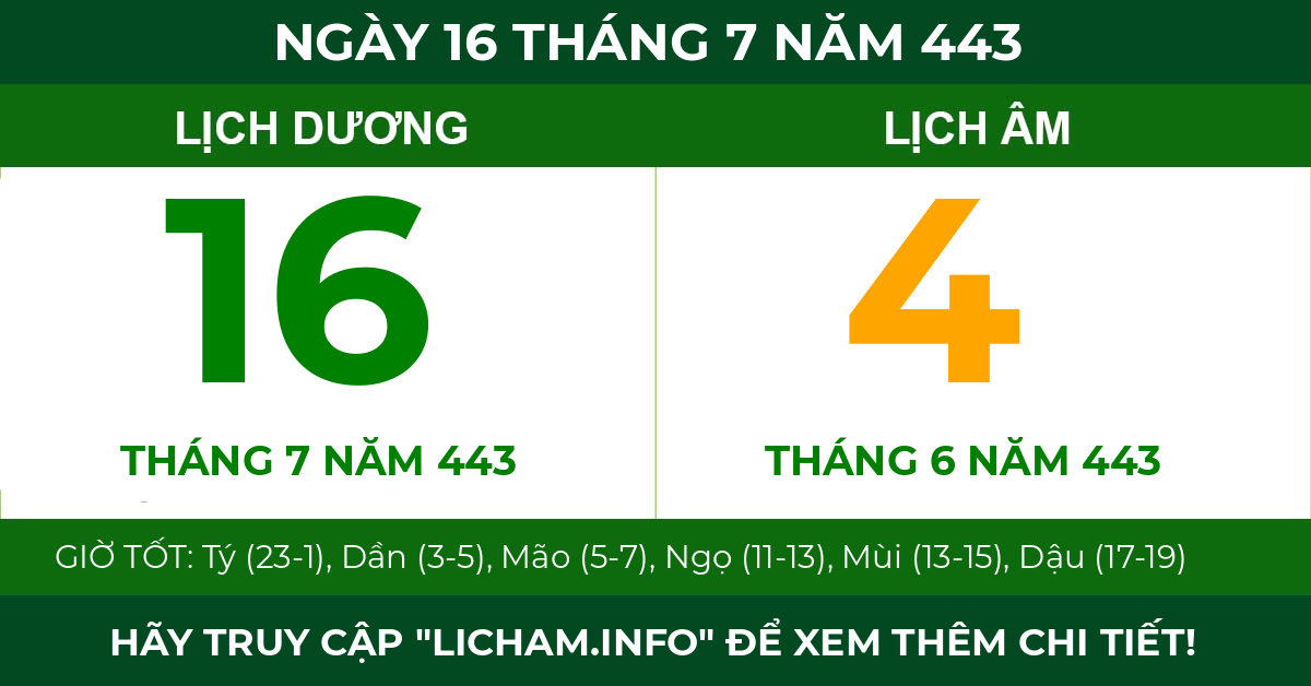 lịch âm ngày 16 tháng 7 năm 443
