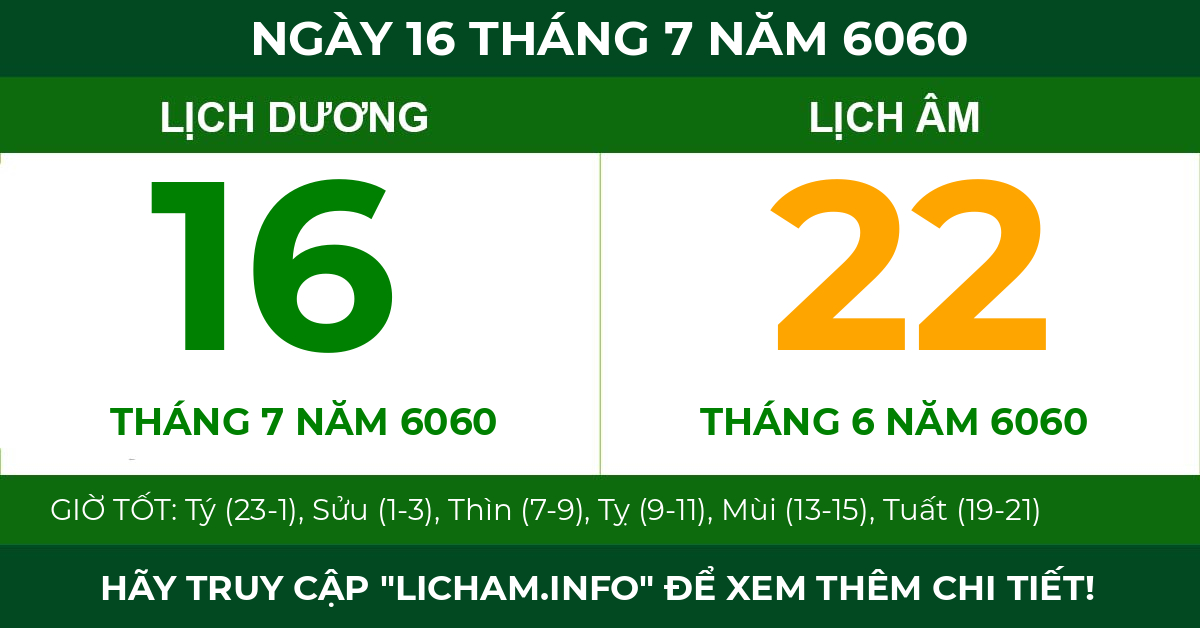 lịch âm ngày 16 tháng 7 năm 6060