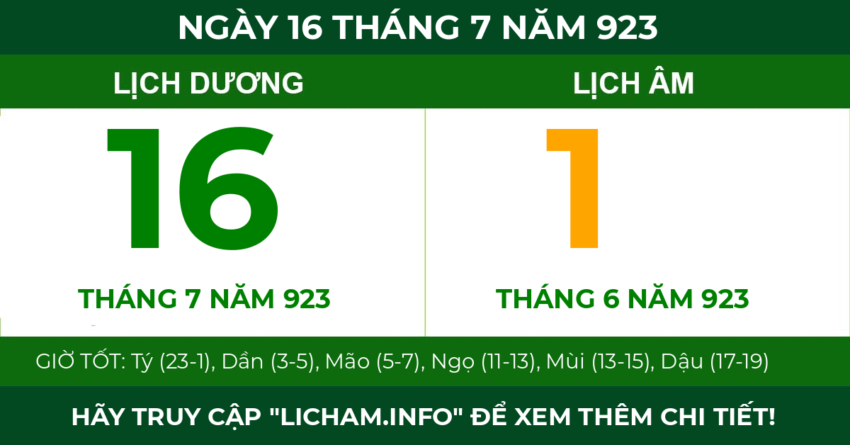 lịch âm ngày 16 tháng 7 năm 923