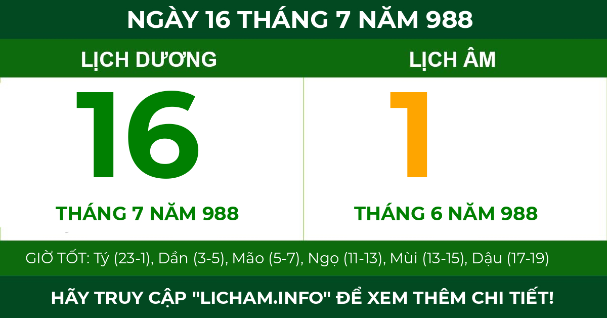lịch âm ngày 16 tháng 7 năm 988