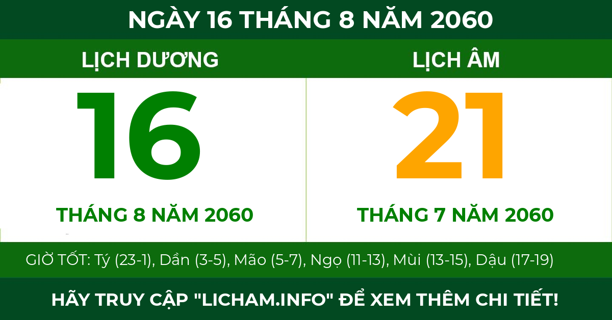lịch âm ngày 16 tháng 8 năm 2060