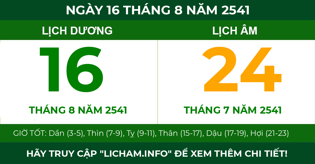 lịch âm ngày 16 tháng 8 năm 2541