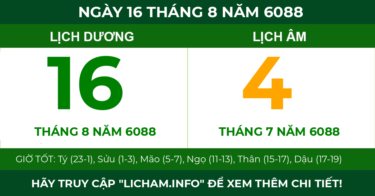 lịch âm ngày 16 tháng 8 năm 6088