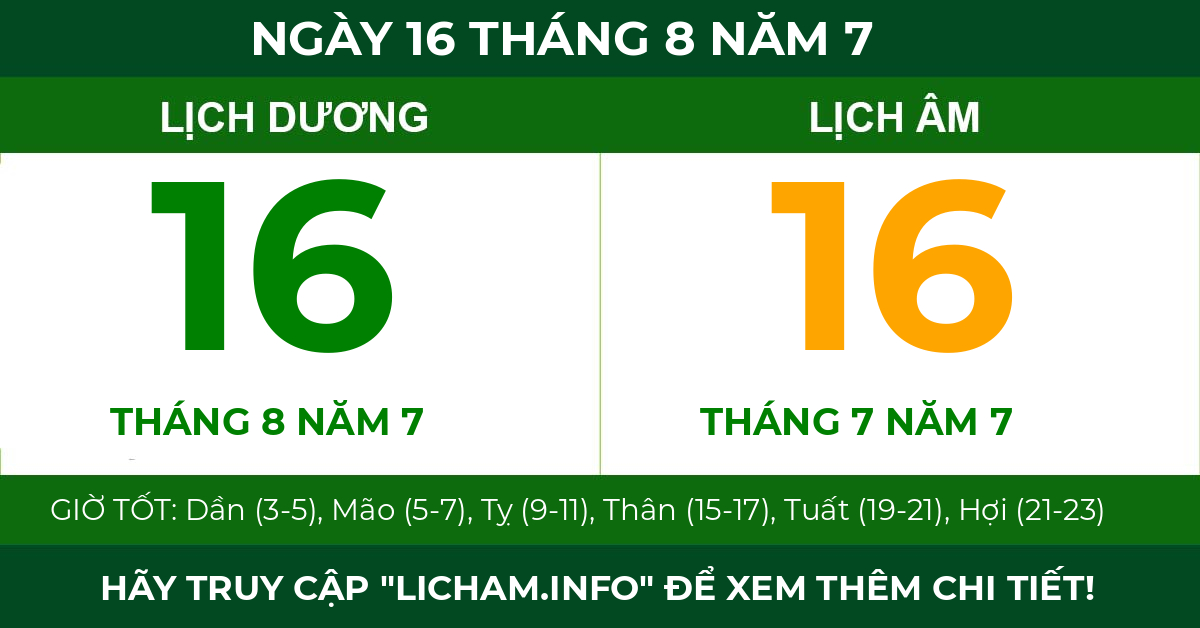 lịch âm ngày 16 tháng 8 năm 7