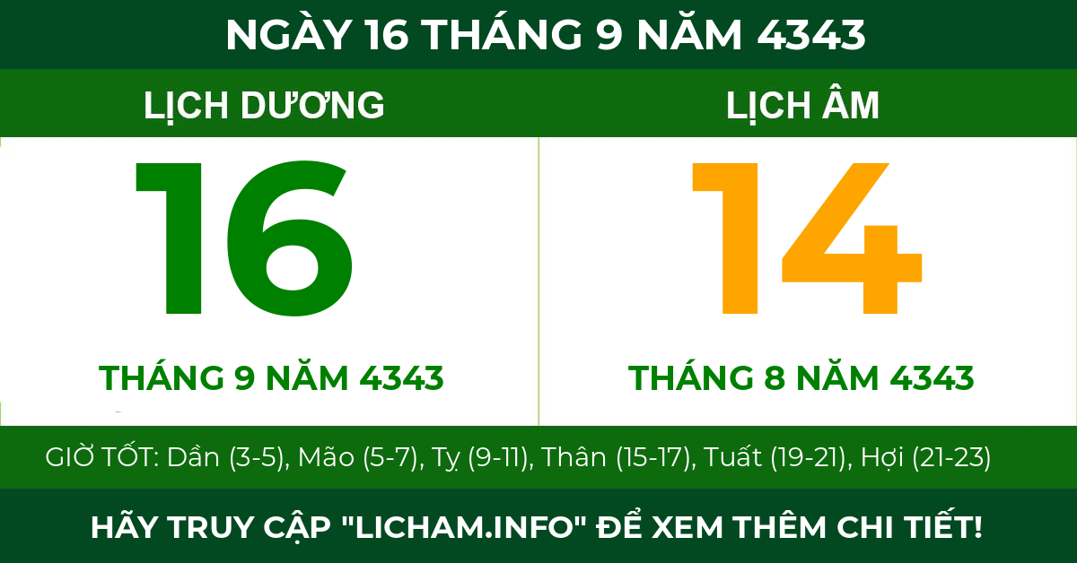 lịch âm ngày 16 tháng 9 năm 4343