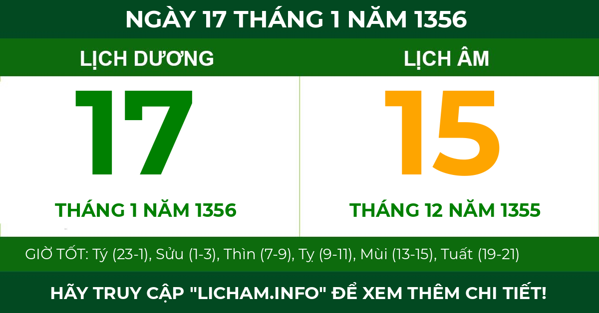 lịch âm ngày 17 tháng 1 năm 1356