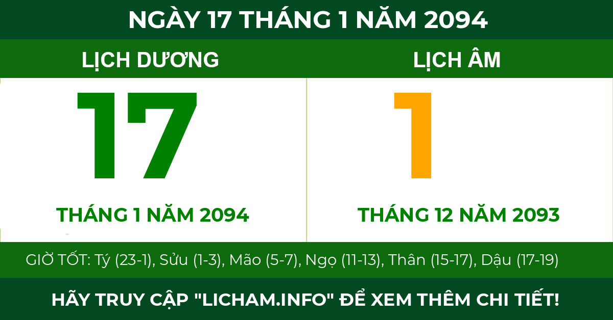 lịch âm ngày 17 tháng 1 năm 2094