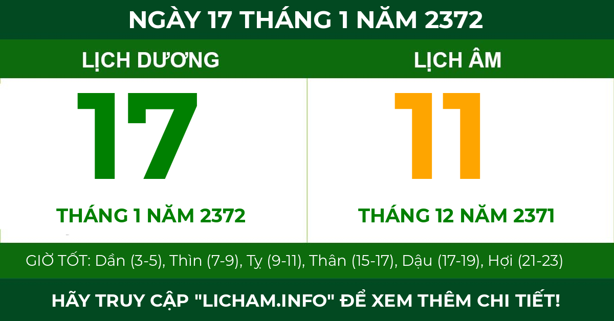 lịch âm ngày 17 tháng 1 năm 2372