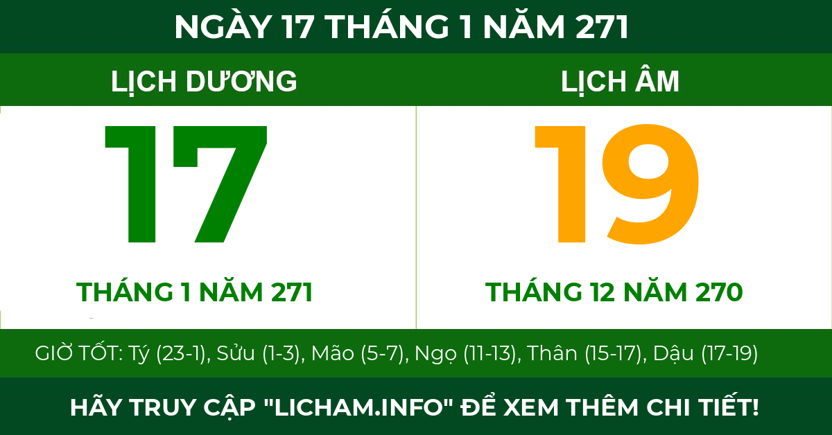 lịch âm ngày 17 tháng 1 năm 271