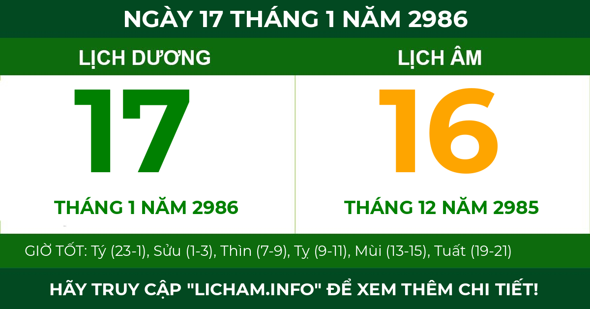 lịch âm ngày 17 tháng 1 năm 2986