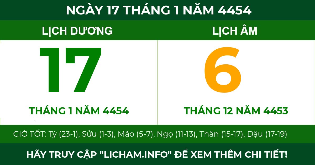 lịch âm ngày 17 tháng 1 năm 4454