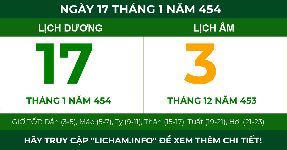 lịch âm ngày 17 tháng 1 năm 454