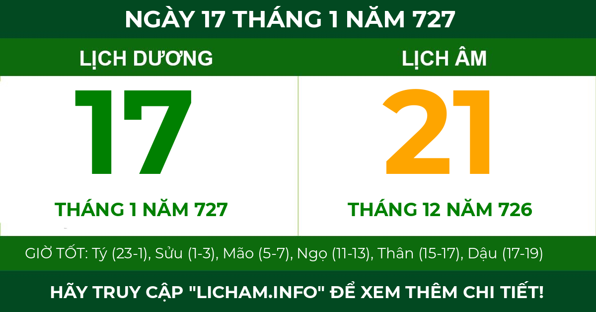 lịch âm ngày 17 tháng 1 năm 727