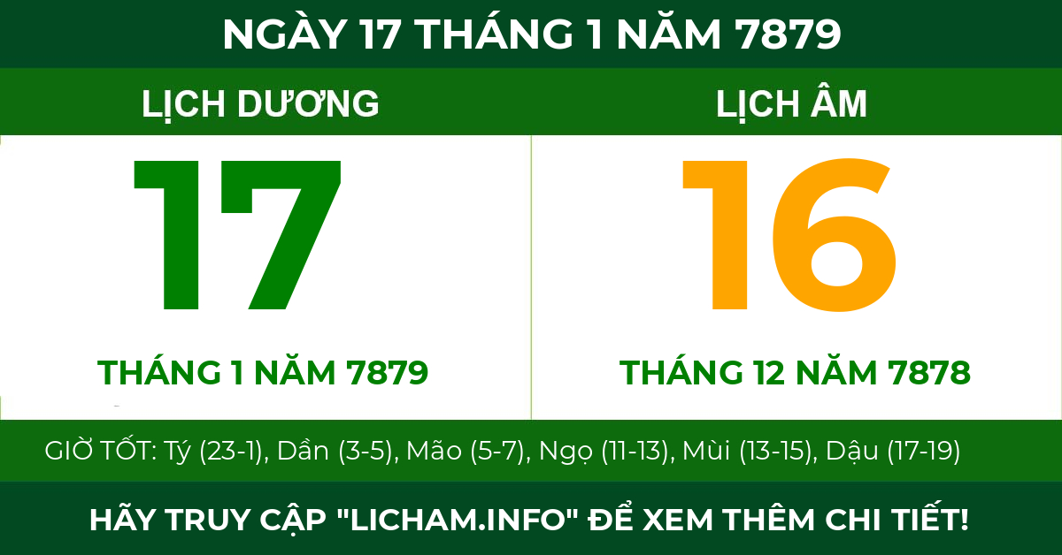 lịch âm ngày 17 tháng 1 năm 7879