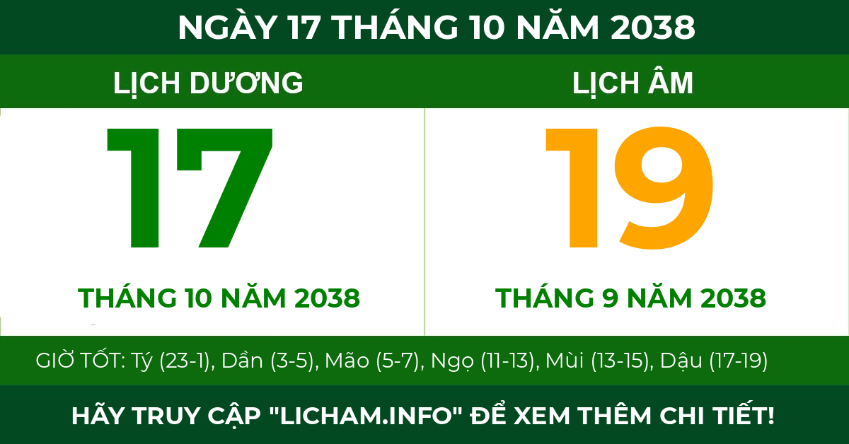 lịch âm ngày 17 tháng 10 năm 2038