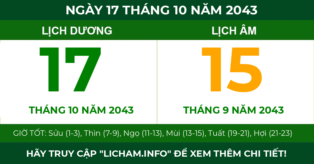 lịch âm ngày 17 tháng 10 năm 2043