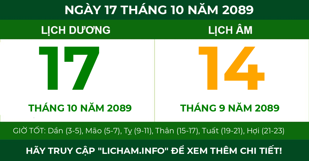 lịch âm ngày 17 tháng 10 năm 2089