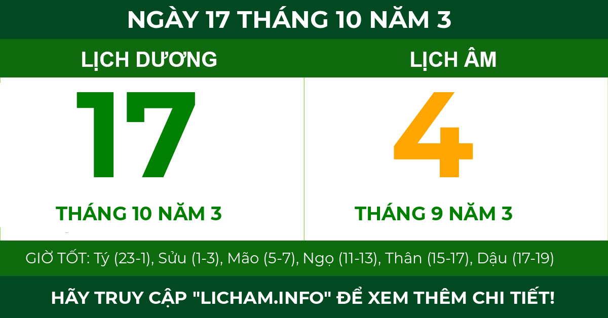 lịch âm ngày 17 tháng 10 năm 3