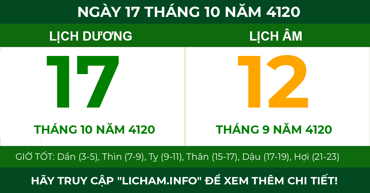 lịch âm ngày 17 tháng 10 năm 4120