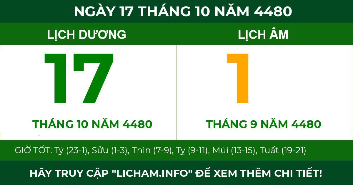 lịch âm ngày 17 tháng 10 năm 4480