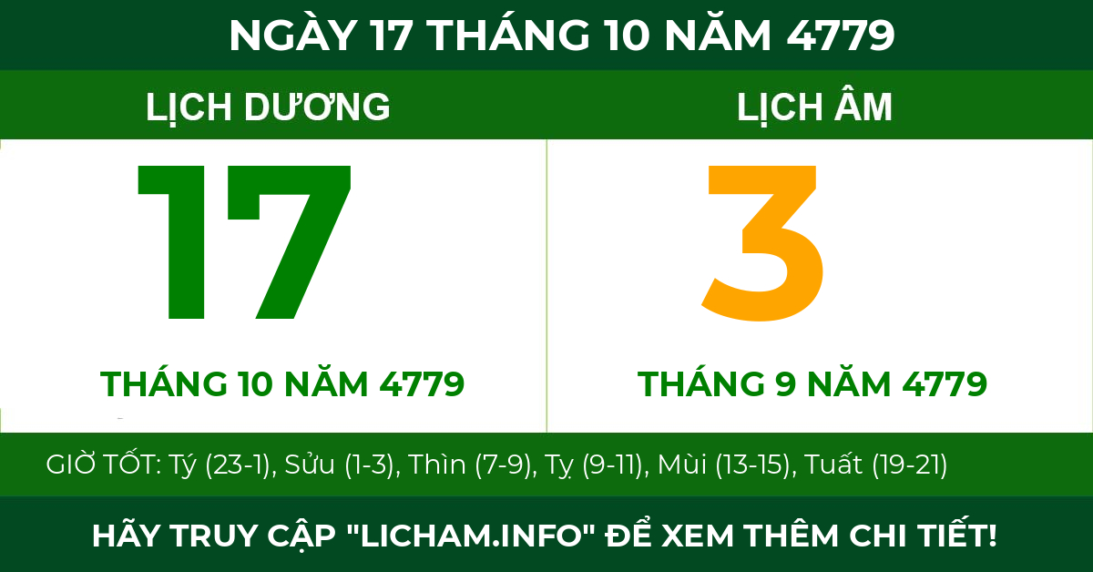 lịch âm ngày 17 tháng 10 năm 4779