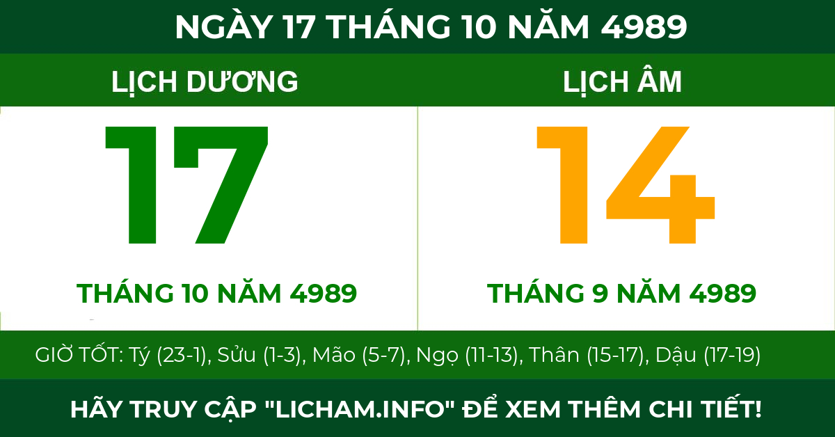 lịch âm ngày 17 tháng 10 năm 4989