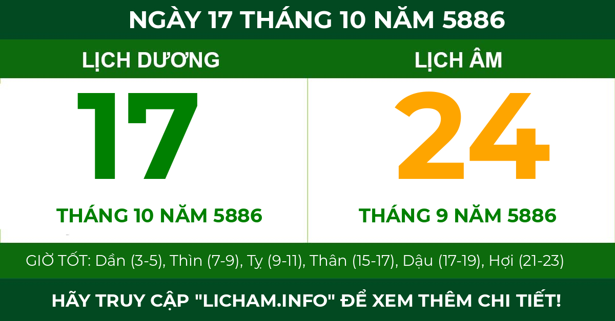 lịch âm ngày 17 tháng 10 năm 5886