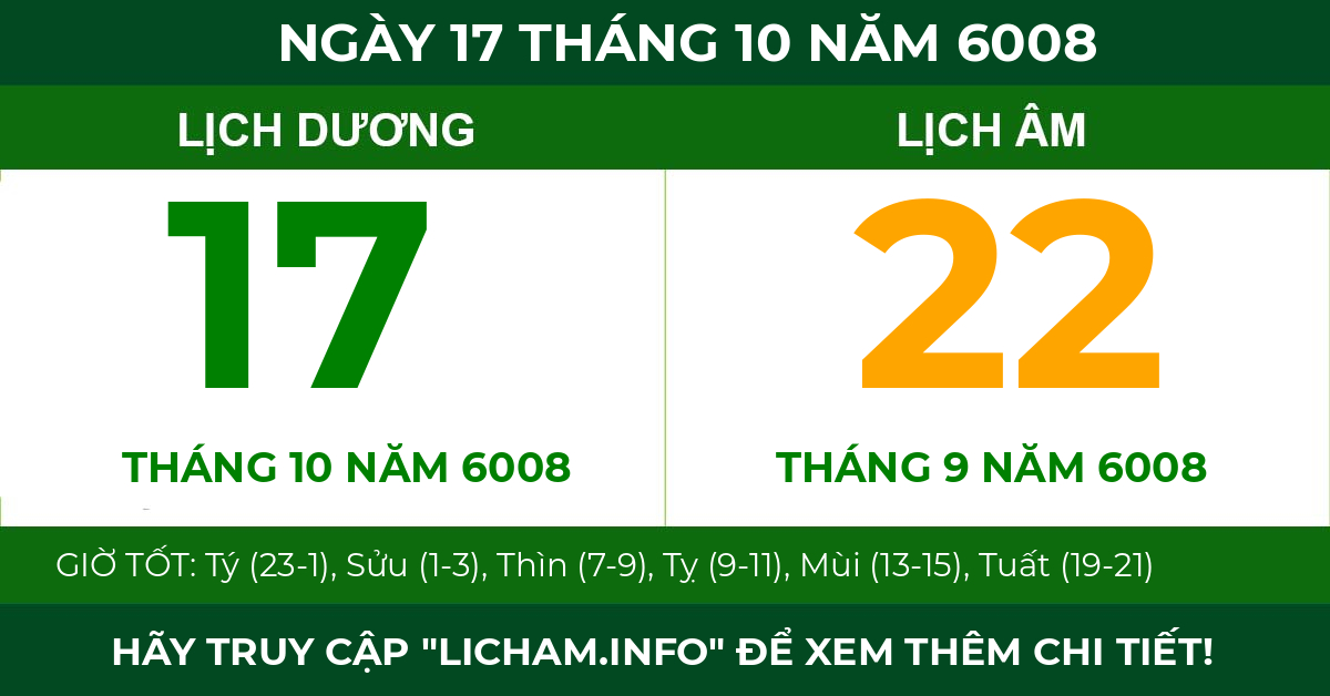 lịch âm ngày 17 tháng 10 năm 6008