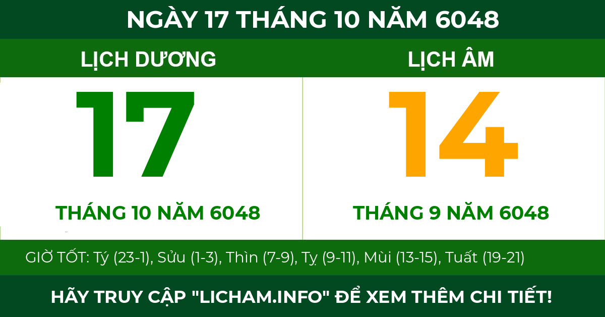 lịch âm ngày 17 tháng 10 năm 6048