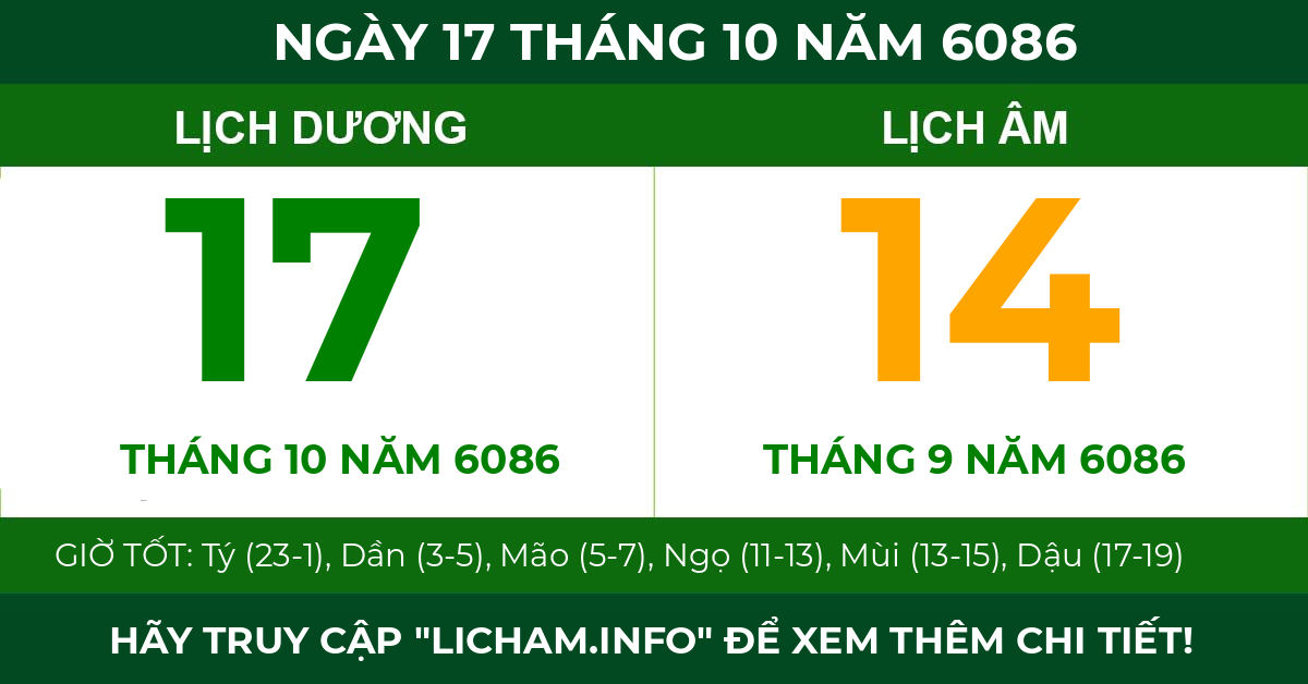 lịch âm ngày 17 tháng 10 năm 6086