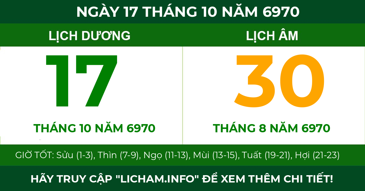 lịch âm ngày 17 tháng 10 năm 6970