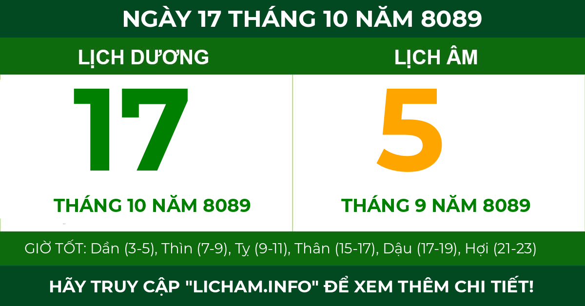 lịch âm ngày 17 tháng 10 năm 8089