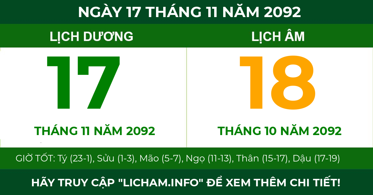 lịch âm ngày 17 tháng 11 năm 2092