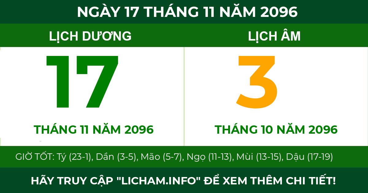 lịch âm ngày 17 tháng 11 năm 2096