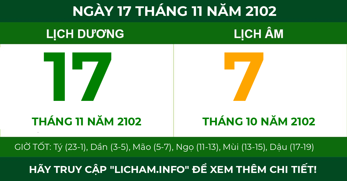 lịch âm ngày 17 tháng 11 năm 2102