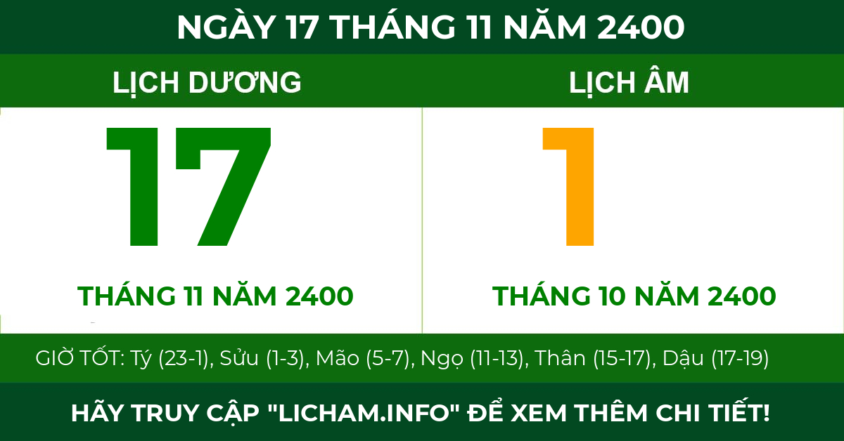 lịch âm ngày 17 tháng 11 năm 2400