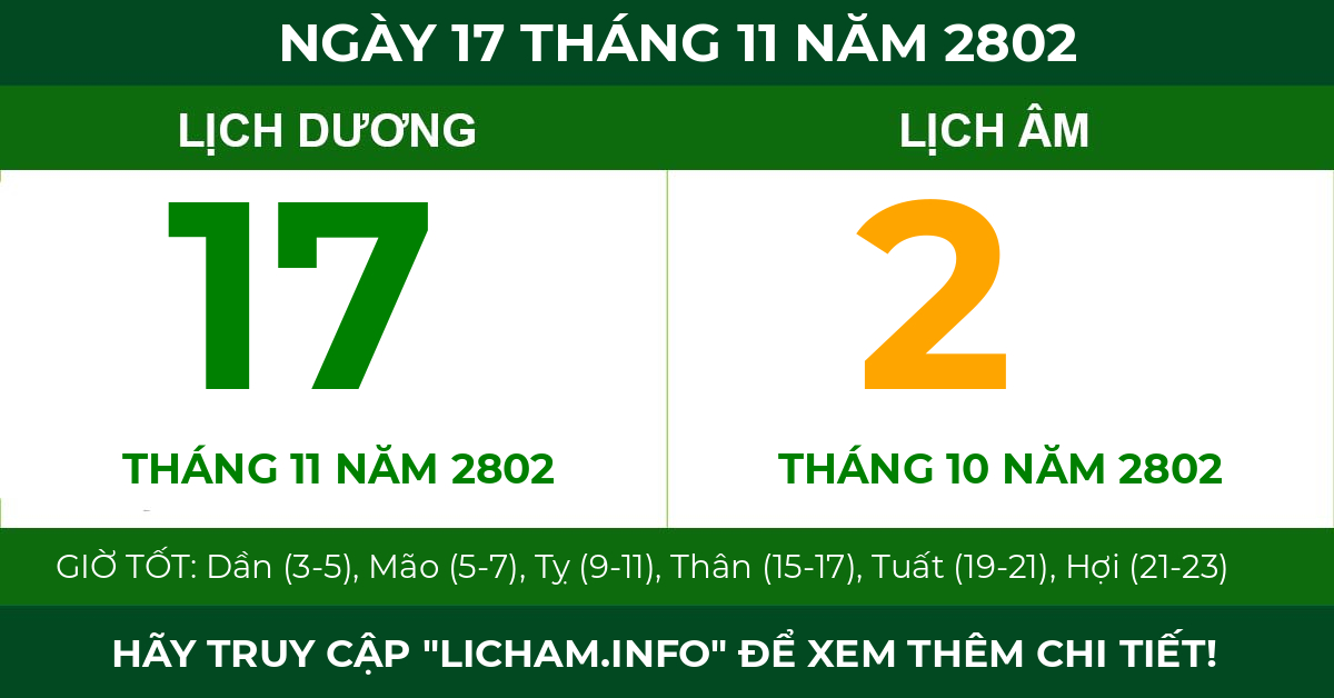 lịch âm ngày 17 tháng 11 năm 2802