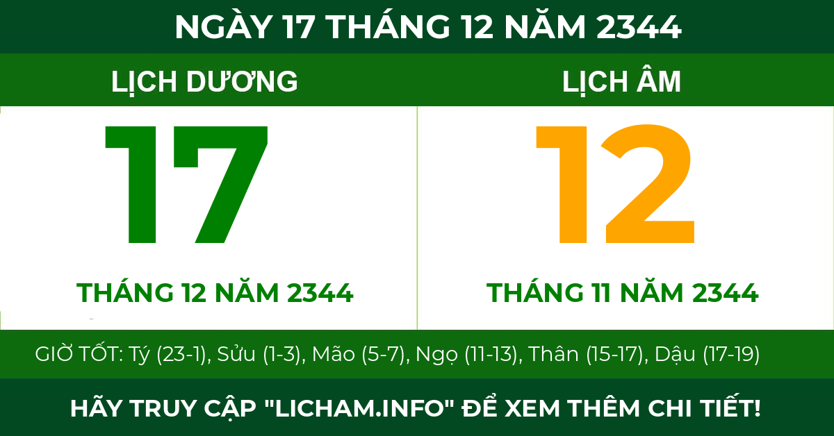 lịch âm ngày 17 tháng 12 năm 2344